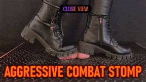 Aggressive CBT Stomping in Black Leather Combat Boots and Outfit (Close Version) - Tamystarly - Cock Balls Crush Trample, Bootjob, Trampling, Shoejob