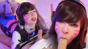 Stepbrother's massive cock&#x1F346; overpowers nerd girl DVa's eager mouth, deepthroat can't contain raw power