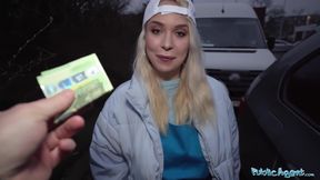 Blonde Pizza Delivery Girl With Big Natural Boobs Gets Her Wet Pussy Filled