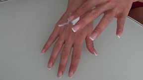 CREAM OF SPERM ON HANDS 2 (v)
