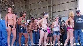 Real Chicks Getting Totally Naked In A Contest At An