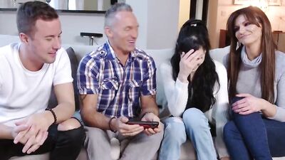 Amazing babes Becky Bandini & Judy Jolie are having foursome with two studs
