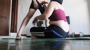 Muslim woman interrupts yoga session with a BJ