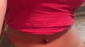 curvy sexy mistress rubbing big naturals boobs