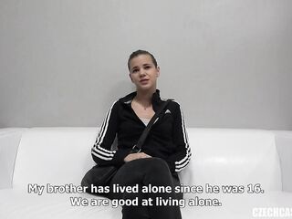Czech gal is getting stuffed with a goth hard dick during her 1st porn movie casting