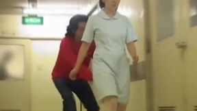 Fucking Japanese nurse's soaked panties to ecstasy
