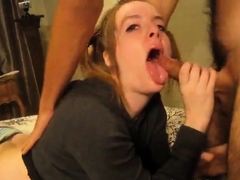Amber Blank's cum shower by new class mate