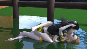 Daisy Mamaries and Moon Boobs Catfight for cock wmv