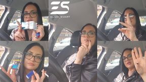Smoking a Marlboro blue touch in my car after seeing my hairdresser