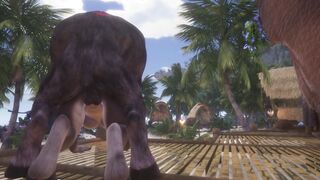 FURRY COW BIMBOS Pees three Times From Long Minotaur Bull Sex / (Some Peeing) / Wild Life