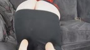 STUCK in couch! Ass up and pants falling down! WMV 1080