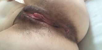 Very hairy after orgasm during ovulation. Girl fucks hairy dildo pussy on her side