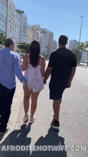 Married hotwife wife meeting strangers on the beach - Ass licking