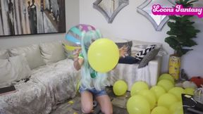 Miku stomp pops multiple balloons with different shoes and barefoot