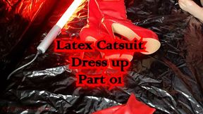 Latex Catsuit Dress up part 01