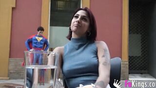 She gets rescued by the PORN SUPERMAN: She sucks her penis into exchange!