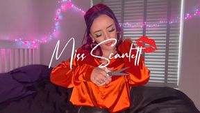 Scarlett's orange satin blouse snip and rip (destruction)