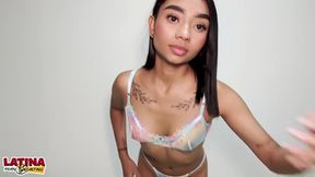 carol tiny - very tiny skinny small latina colombian gets pussy filled with cum first porn casting