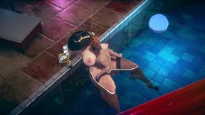 fucking a bbw elven witch in the pool - hentai