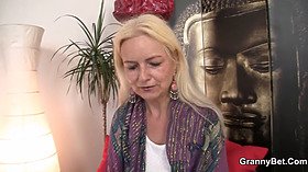 Watch this skinny blonde granny ride a big cock in HD