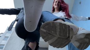 outdoor pov femdom over a random stranger (you) and jeans fetish