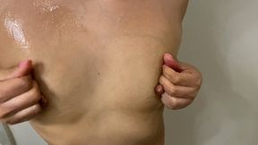 Oiling My Tits and Pulling My Nipples