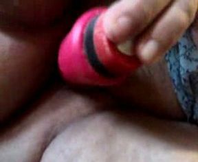 Mature 56 yo BBW wife plays with her red dildo cumming three times
