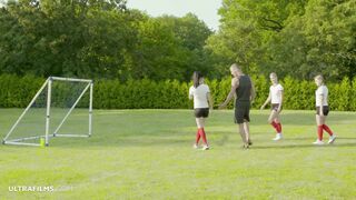 ULTRAFILMS Football girl team play undressing with the coach & give him the best fuck in his life