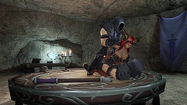 Redhead Elf has Threesome with 2 Hooded Guys - Warcraft Parody