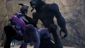 werewolf threesome with two draenei girls in a cave - warcraft porn parody
