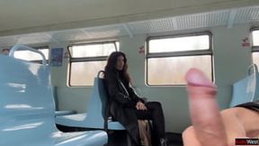 Stranger-Assisted Public Train Orgy and Cum Walking - CUMWALK