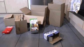 Cardboard boxes under Stilettos