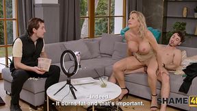 Busty Victoria enjoys a young cock on the live stream