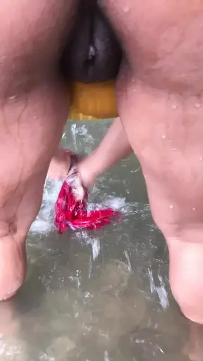 Pervert records me and touches me while I wash my clothes in the river