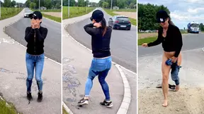 Public Pissing Blooper  Busted by Passing Cars! Timing Fail