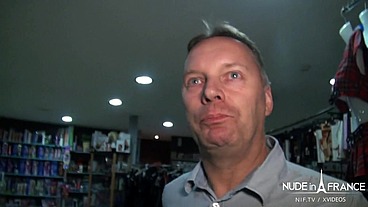 Huge titted french hard banged in pov inside a sex-shop basement