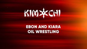 Ebon Wolf and Kiara Star Oil Wrestling