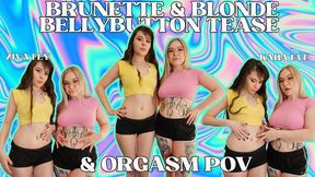 HD Ziva Fey - Brunette and Blonde Bellybutton Tease And Orgasm POV With Kaiia Eve
