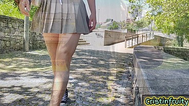 PUBLIC UPSKIRT VIEWS BUTTPLUG GIRL IN CONVERSE SNEAKERS