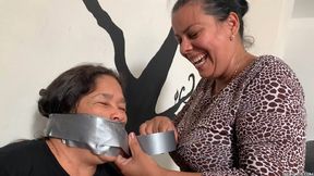 What A Lovely Day To Practice Tape Bondage And Gags!