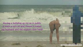 Exhibitionist Wife Helena Price - Nude Beach Public Butt Plug Surprise! Part 1 MP4