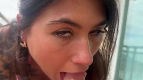 Tiny Stepsister's Naughty&#x1F608; Balcony Blowjob