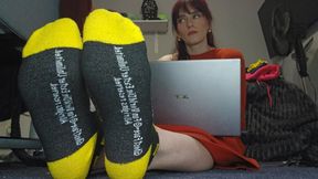Step mom finds your search history, you've been looking for pics of her feet on her social media She makes you stroke your cock to her socked feet while showing you pictures of her bare soles