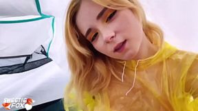 Teen blowjob in tent, rough outdoors anal&#x1F44C;