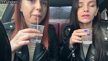 Bratty Girls Sofi and Kira Humiliate You and Order to Jerk Off on Their Saliva - POV Femdom And Spit Fetish