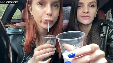 Bratty Girls Sofi and Kira Humiliate You and Order to Jerk Off on Their Saliva - POV Femdom And Spit Fetish