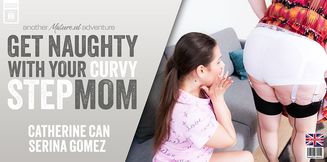 Hot teen Serina Gomez has a pussylicking afternoon with her curvy big breasted stepmom Catherine Can