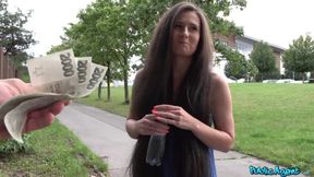 Crazy outdoor sex for money with a spectacular brunette Lara Fox