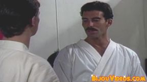 Karate stud fucked raw before his body is cum-showered