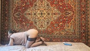 Hubby's lucky wife enjoys a huge dildo toy